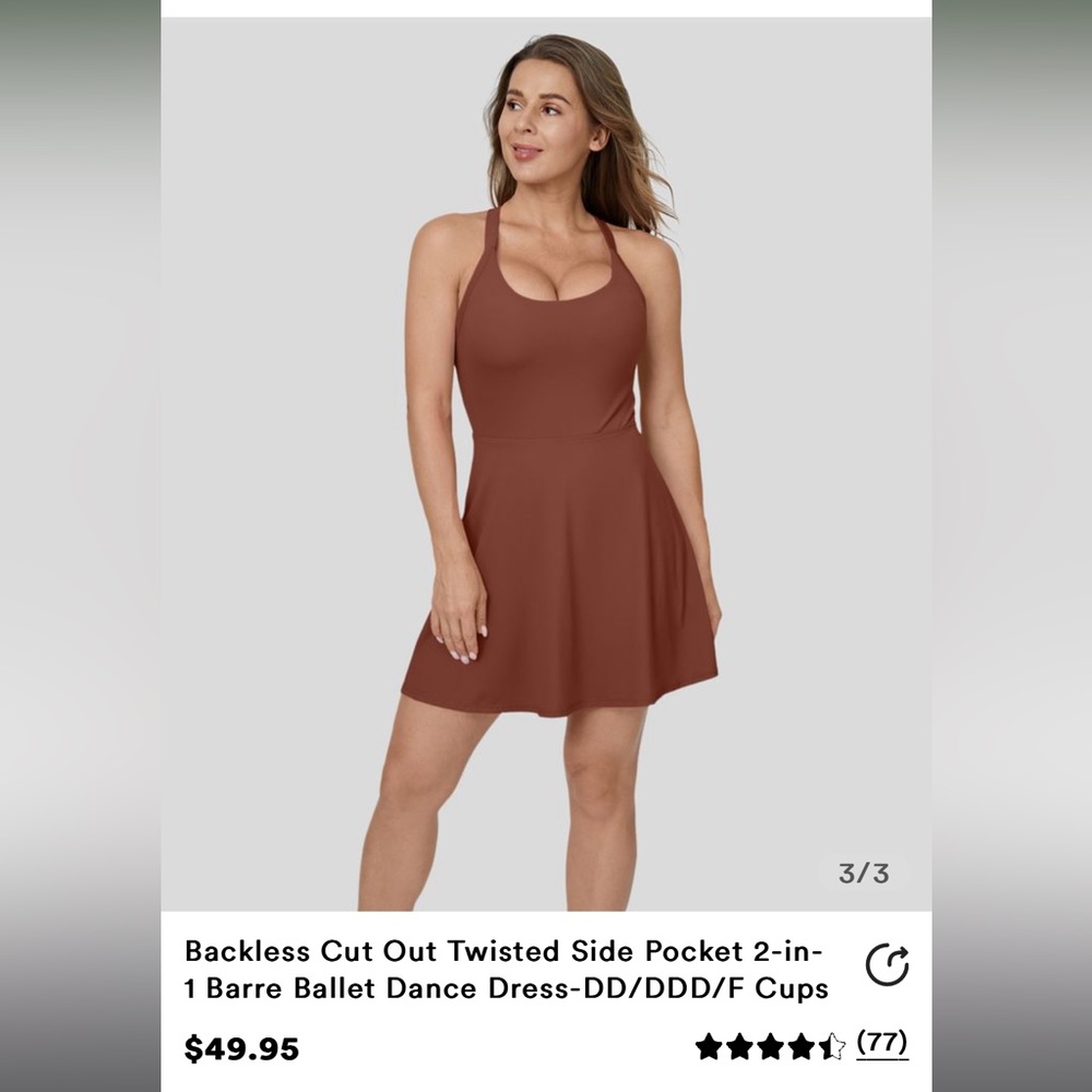 HALARA Brown Athletic Halter Sundress
